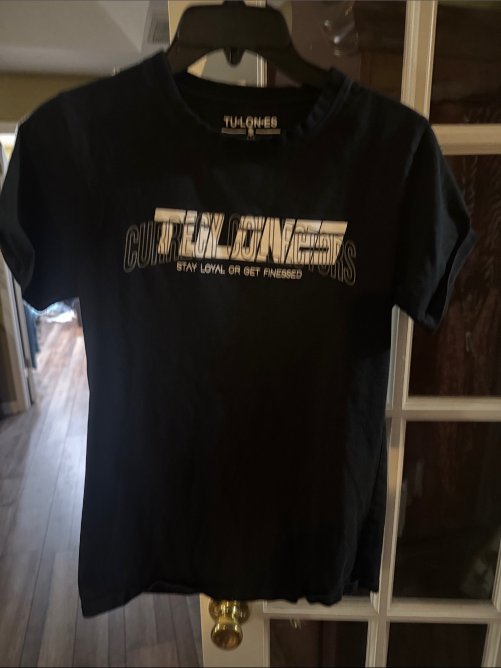 TULLONGES Black Graphic Tee with White Logo